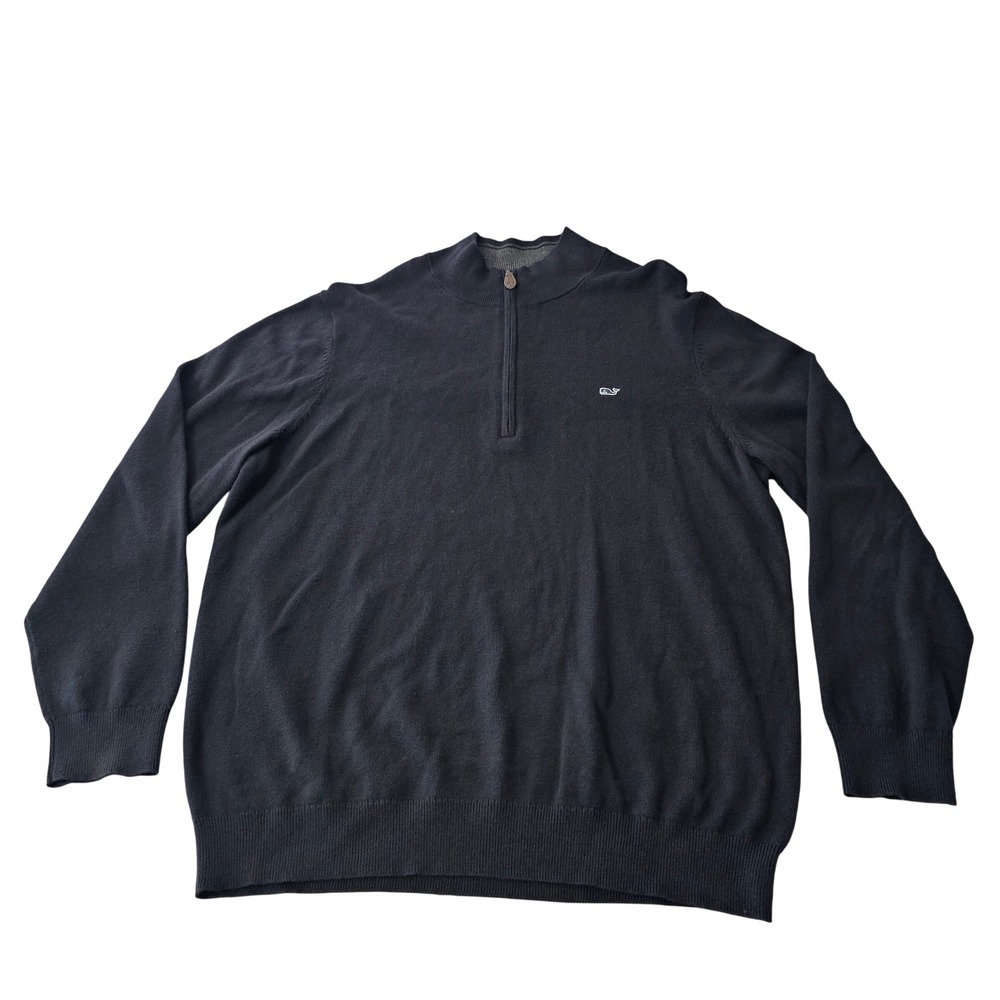 Vineyard Vines 1/4 Zip Sweater XL Navy Cotton Cashmere Preppy Old Money Office